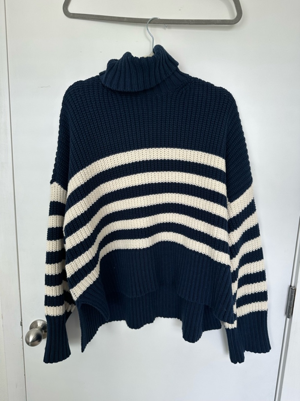 Madewell Navy & Cream Striped Turtleneck Sweater